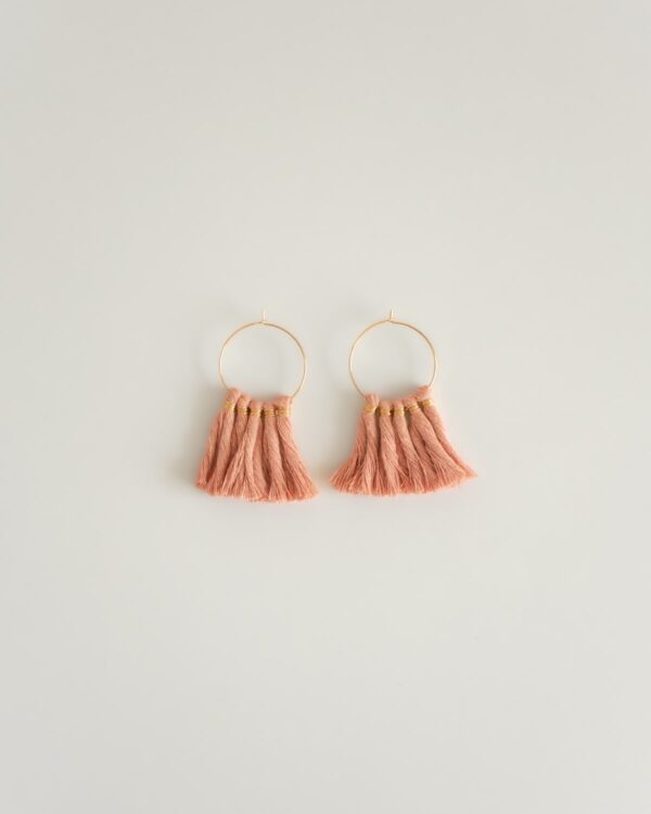 aros argolla y flecos rosado