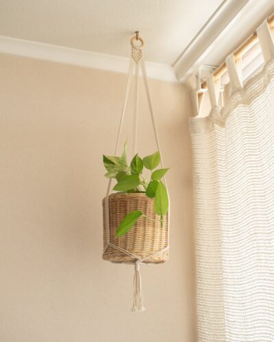 colgador para plantas argolla madera