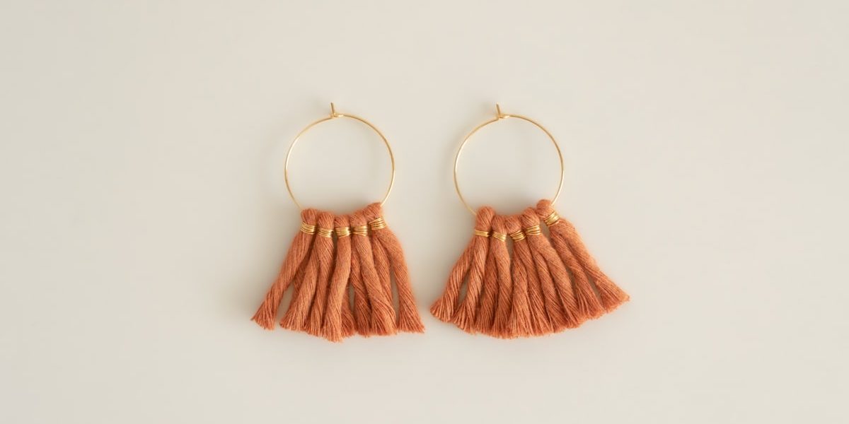 aros argolla y flecos terracota