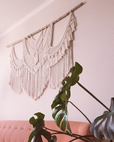 mural de macrame grande cuerdas
