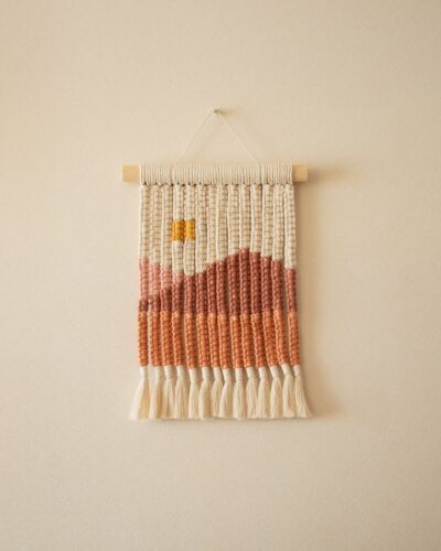 Mural de macramé paisaje