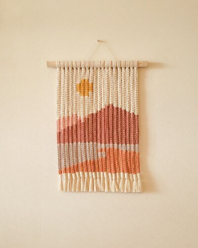 mural de macrame paisaje tapiz